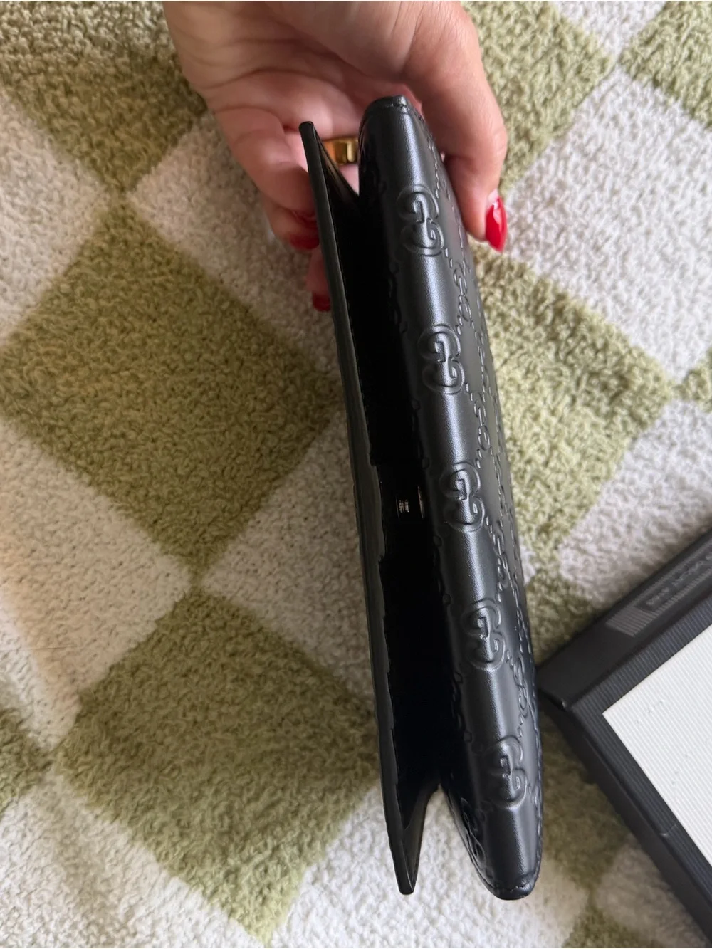 Gucci Black Embossed GG Continental Wallet - Picture 6 of 9